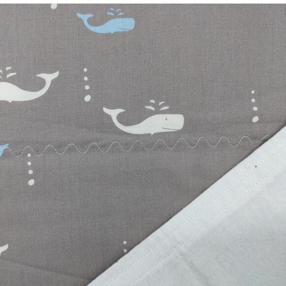 NEW BABY BLANKET Handmade Cotton & Flannel 35x41 Colorful Spouting Whales Fabric - Picture 3 of 6